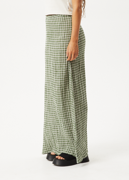 Affend Womens Base - Seersucker Check Skirt - Deep Green Check