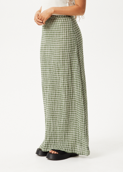 Affend Womens Base - Seersucker Check Skirt - Deep Green Check