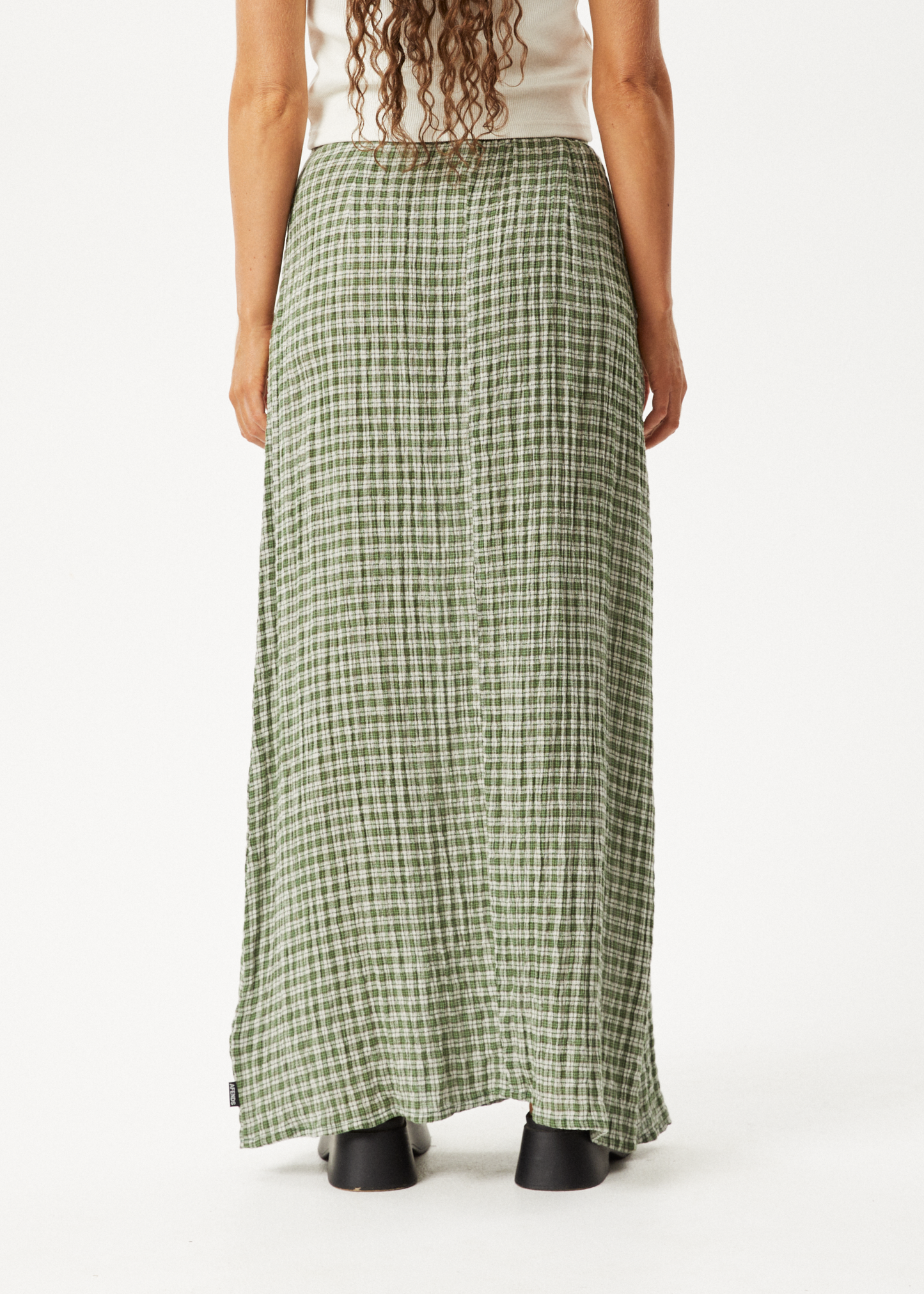 Affend Womens Base - Seersucker Check Skirt - Deep Green Check