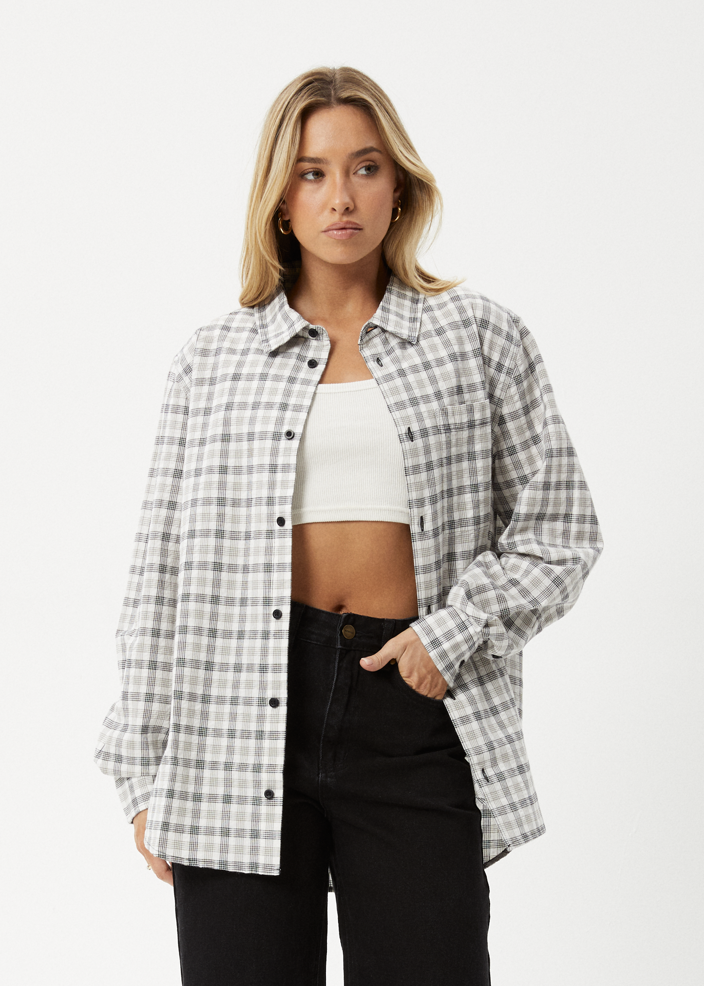 Affend Womens Leo - Check Shirt - Black / White