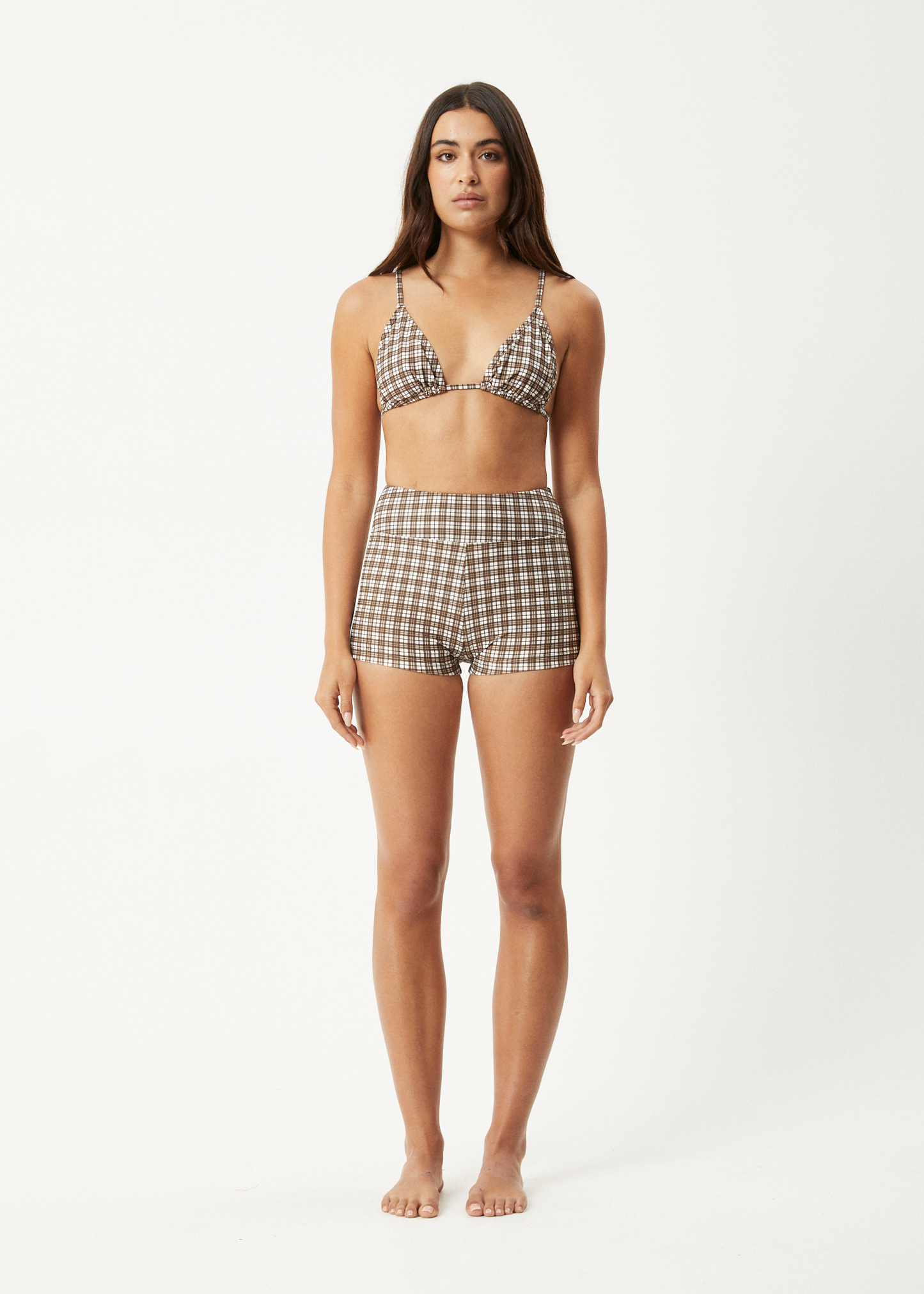 Affend Womens Base - Bikini Top - Coffee Check