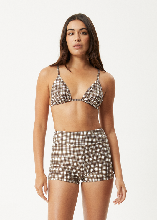 Affend Womens Base - Bikini Top - Coffee Check