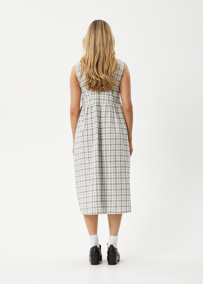 Affend Womens Leo - Seersucker Check Midi Dress - Black / White