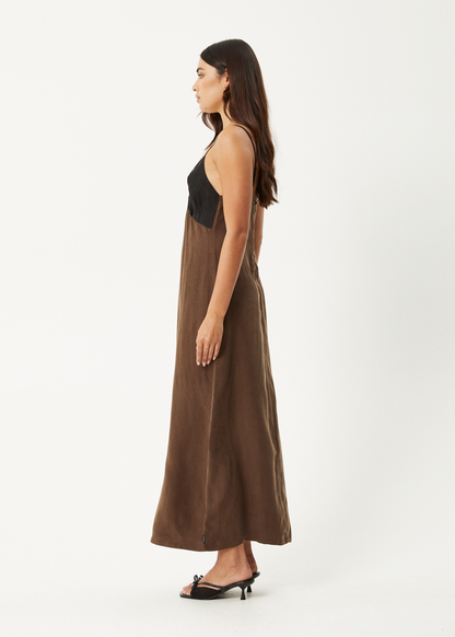 Affend Womens Giselle - Cupro Maxi Dress - Coffee