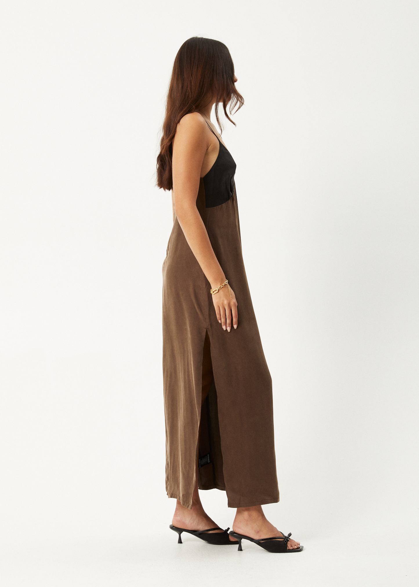 Affend Womens Giselle - Cupro Maxi Dress - Coffee