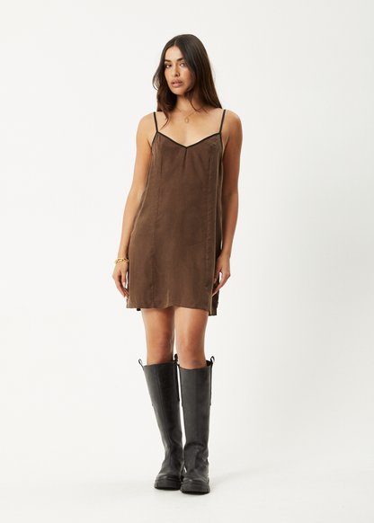 Affend Womens Giselle - Cupro Mini Dress - Coffee