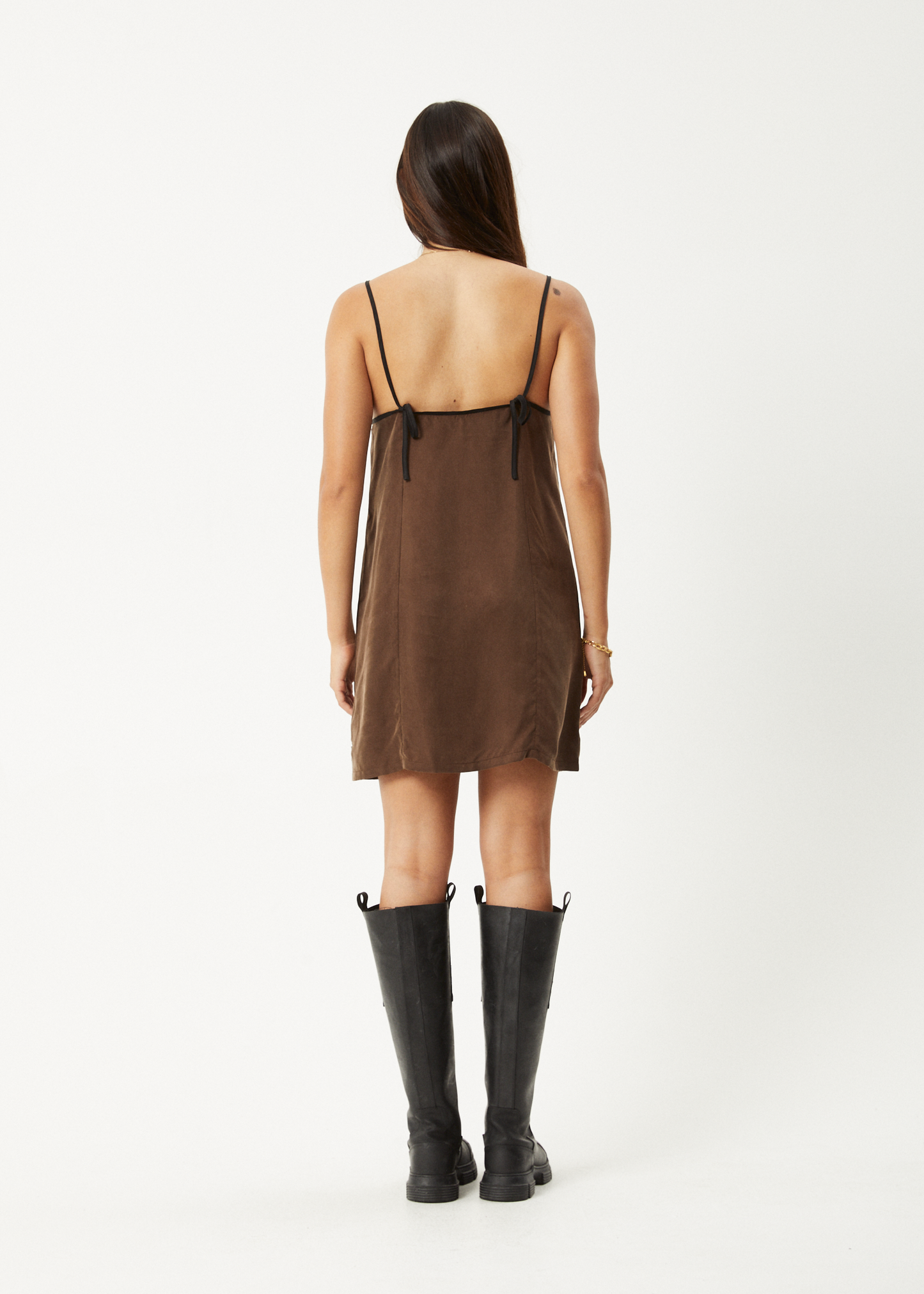 Affend Womens Giselle - Cupro Mini Dress - Coffee