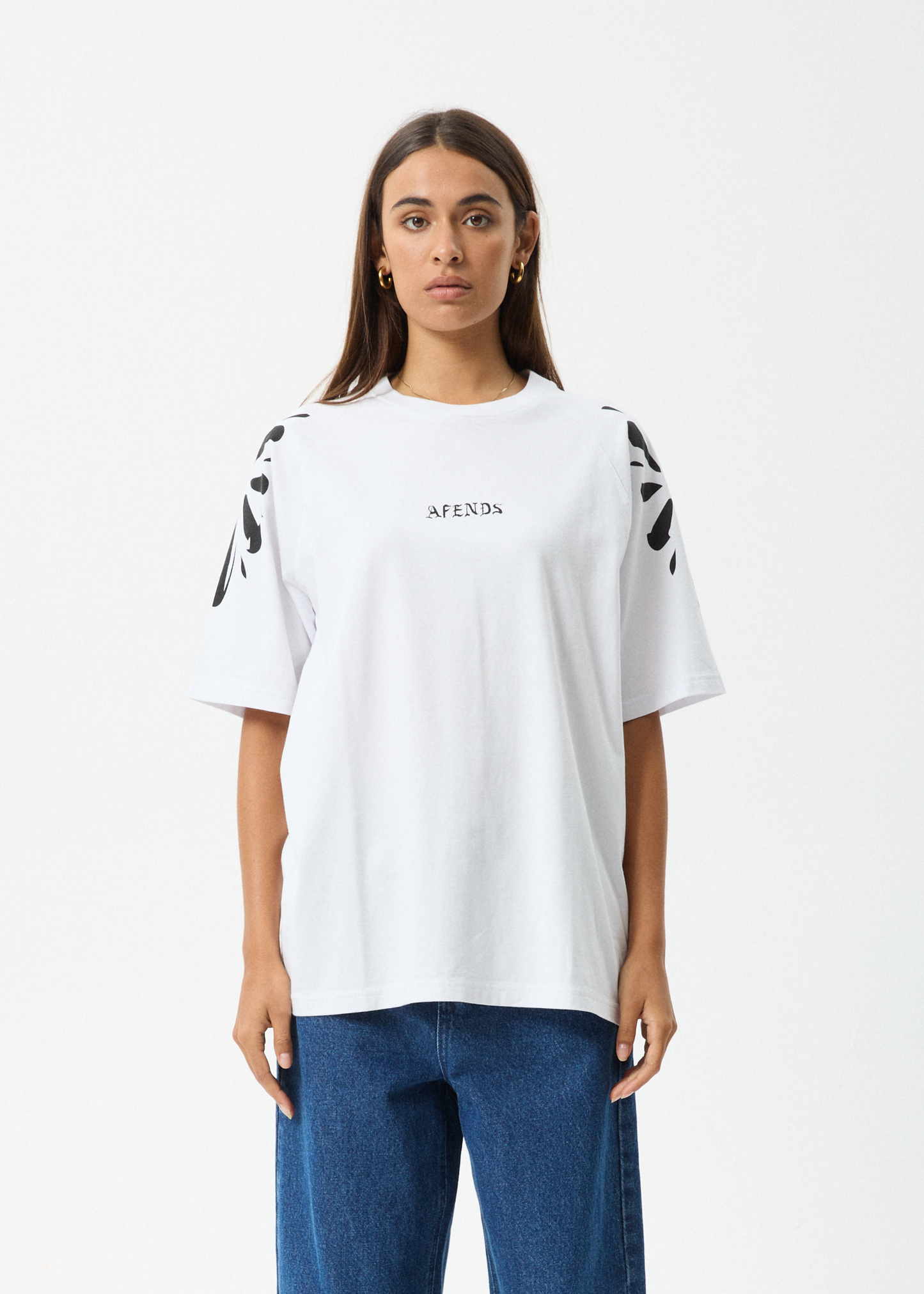 Affend Womens Dash - Oversized Raglan T-Shirt - White