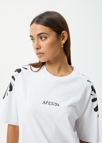 Affend Womens Dash - Oversized Raglan T-Shirt - White