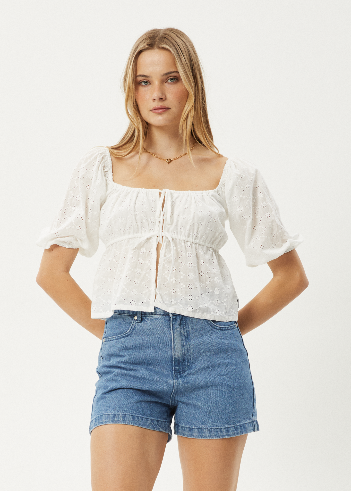 Affend Womens Marlow - Tie Front Top - White