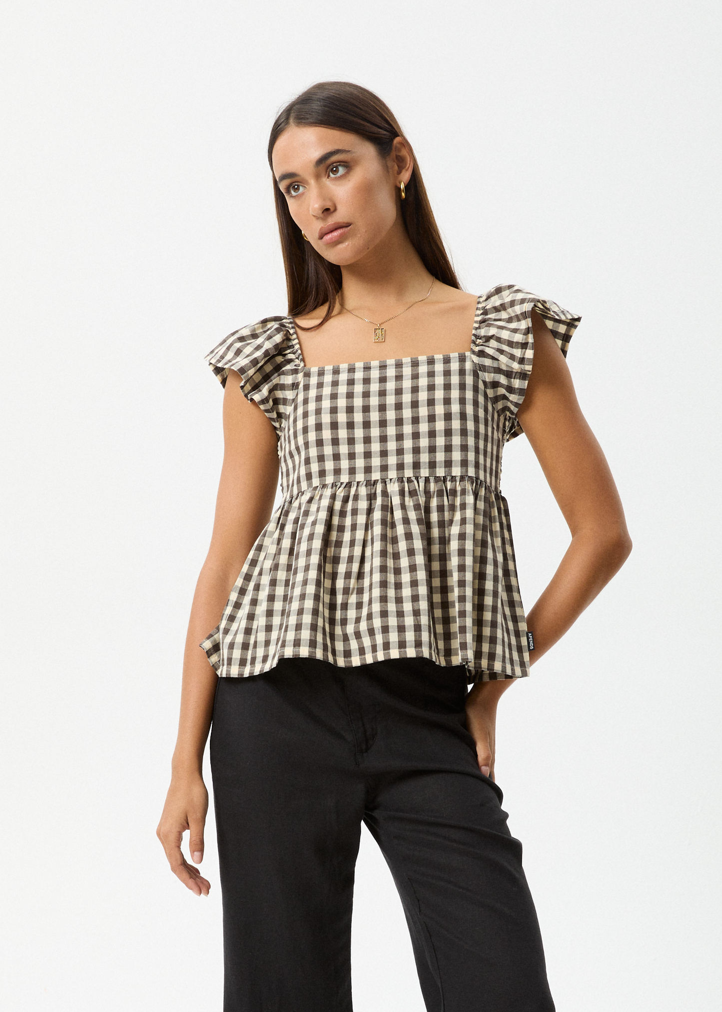 Affend Womens Gambet Check - Top - Black / Sand