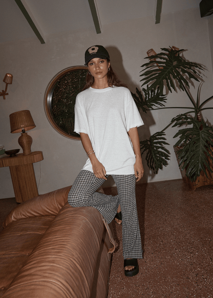 Affend Womens Asta - Seersucker Flare Pant - Steel Check