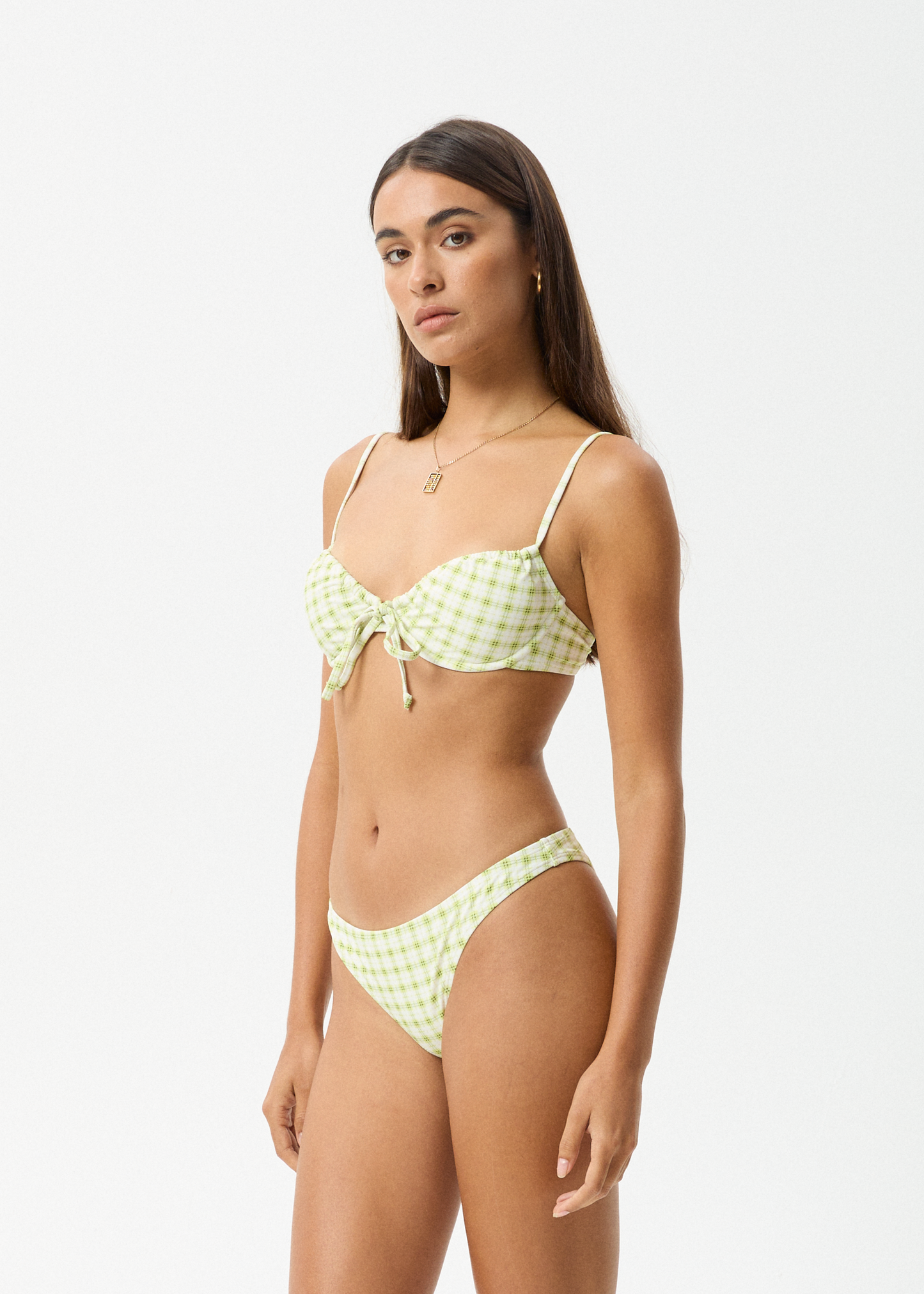 Affend Womens Darcy - Check Bikini Bottom - Lemongrass Check