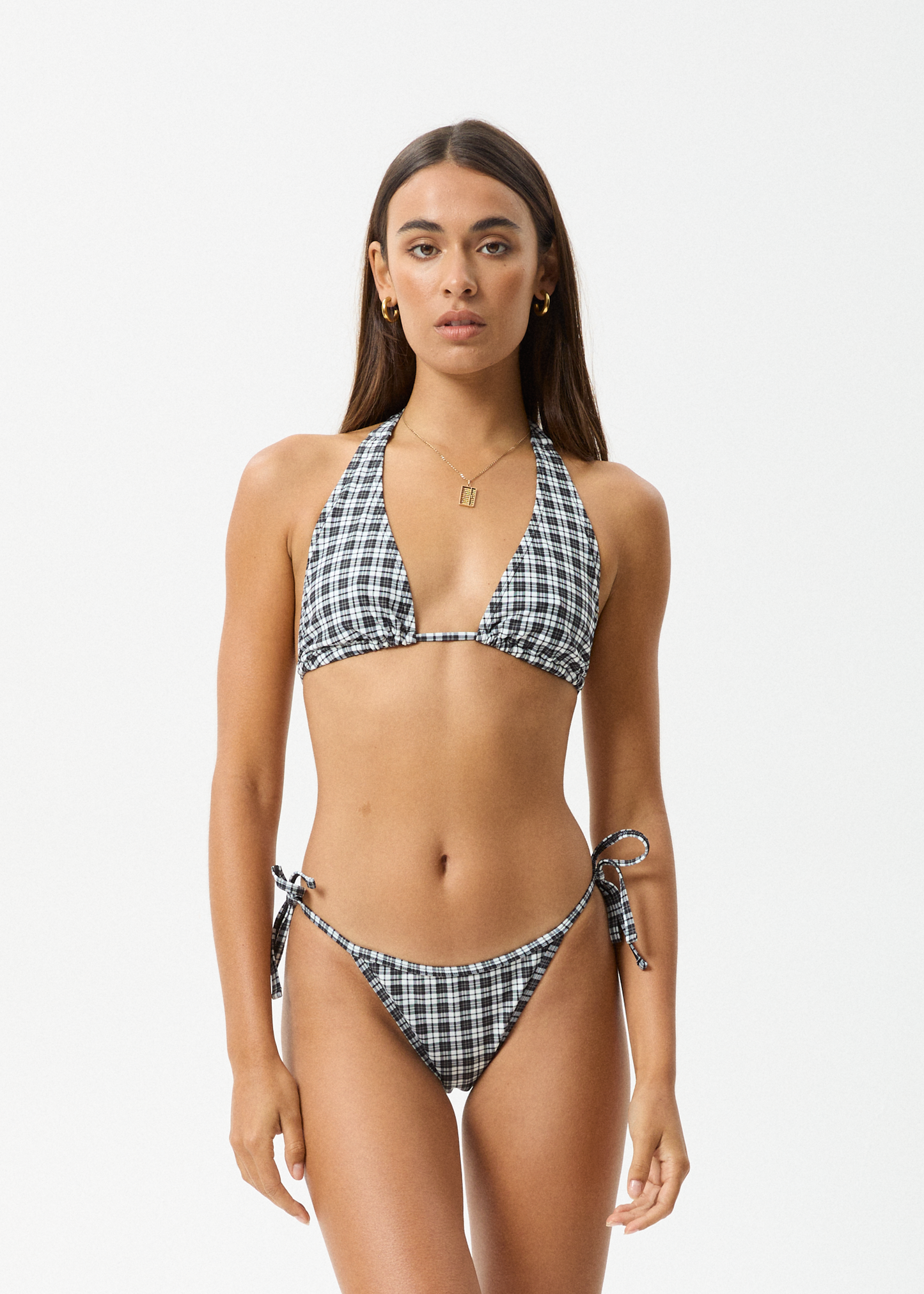 Affend Womens Asher - Check Bikini Top - Black Check