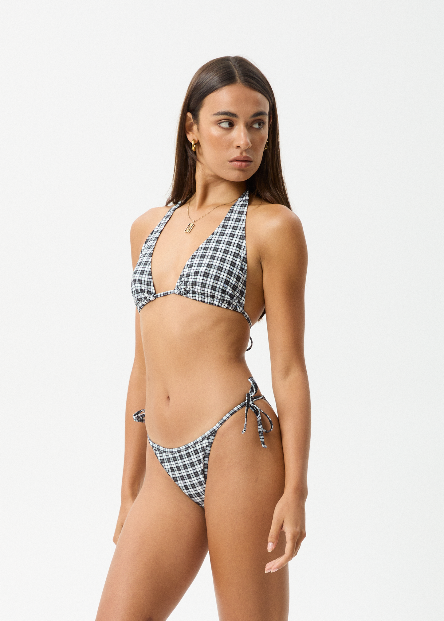 Affend Womens Asher - Check Bikini Top - Black Check