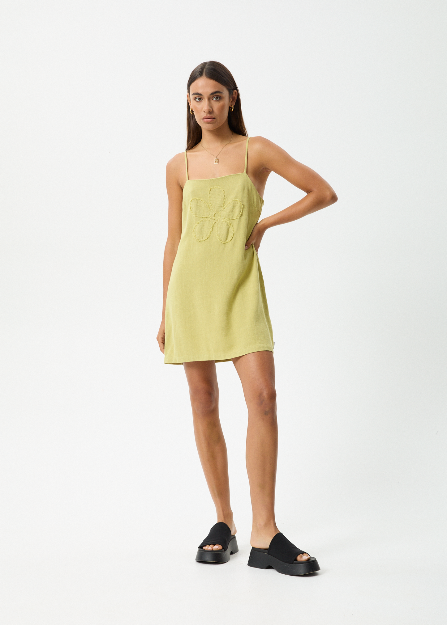 Affend Womens Amaya - Mini Dress - Lemongrass