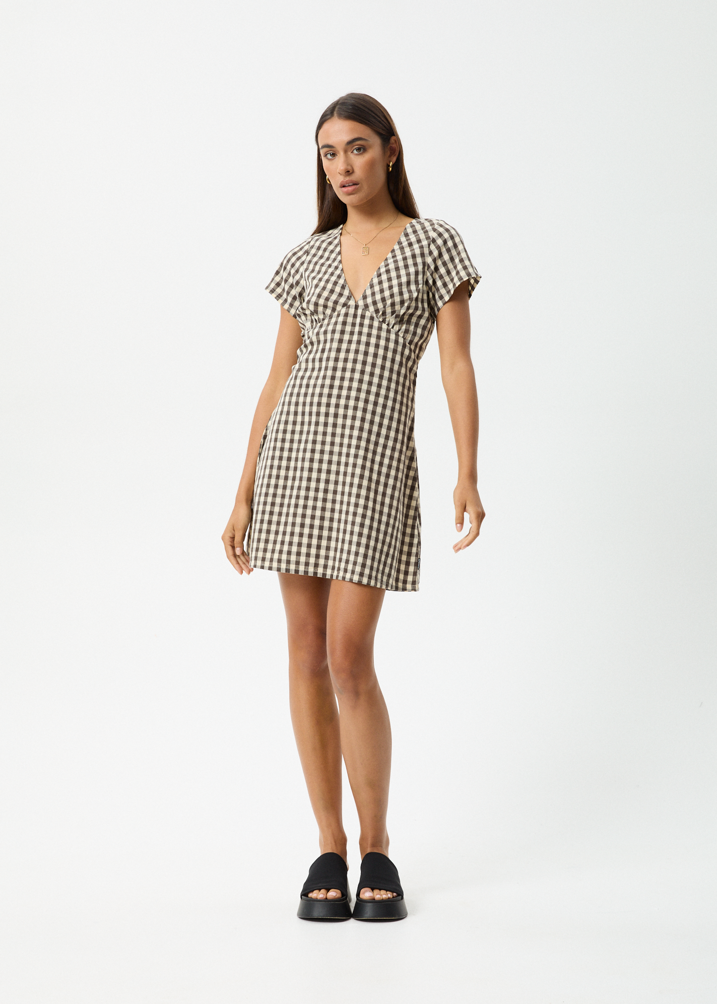 Affend Womens Gambet Check - Tea Dress - Black / Sand