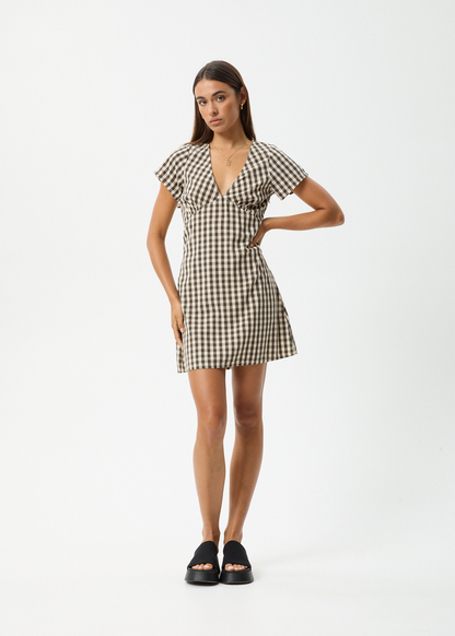 Affend Womens Gambet Check - Tea Dress - Black / Sand