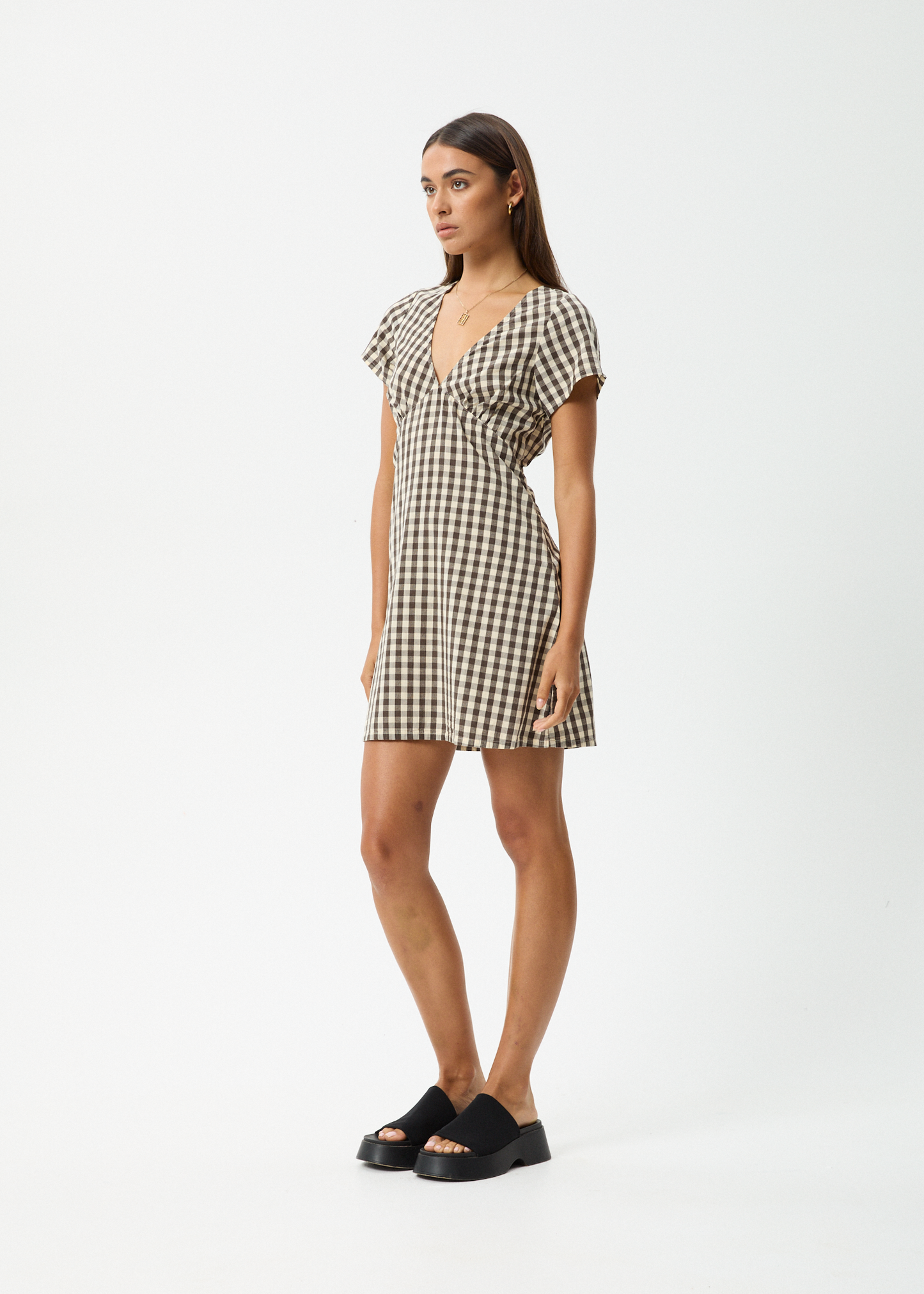 Affend Womens Gambet Check - Tea Dress - Black / Sand