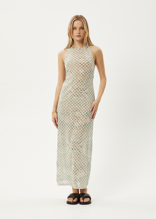 Affend Womens Glasshouse - Sheer Maxi Dress - Sand Checker