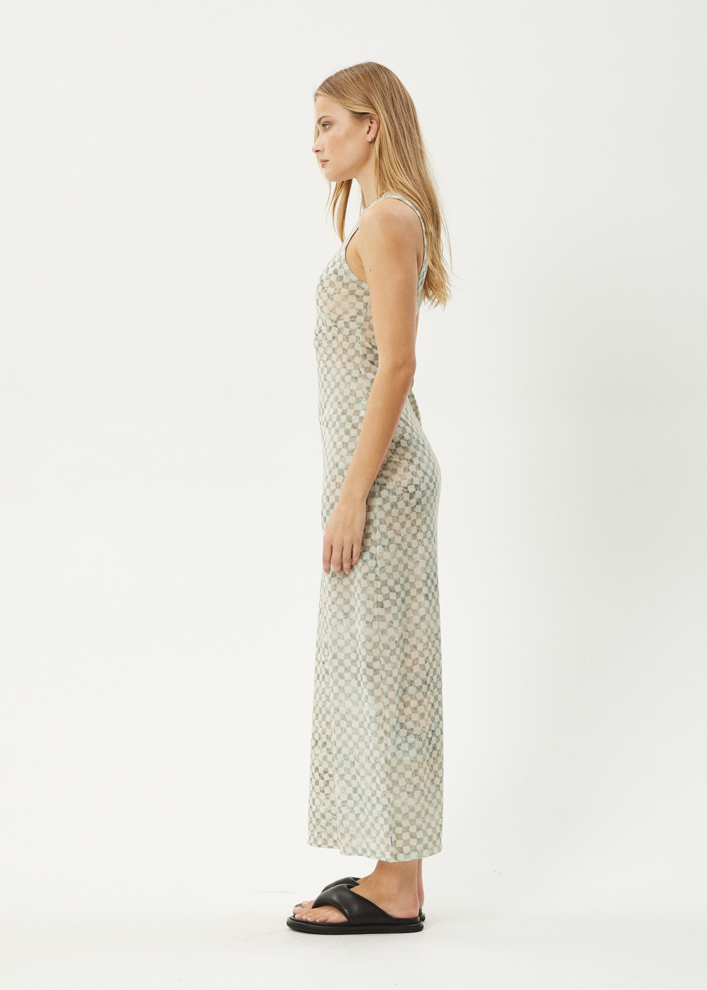 Affend Womens Glasshouse - Sheer Maxi Dress - Sand Checker