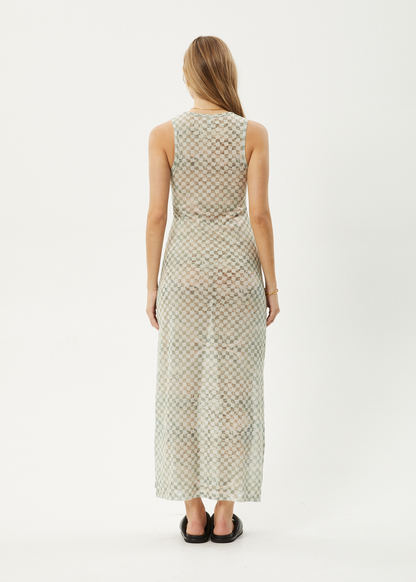 Affend Womens Glasshouse - Sheer Maxi Dress - Sand Checker