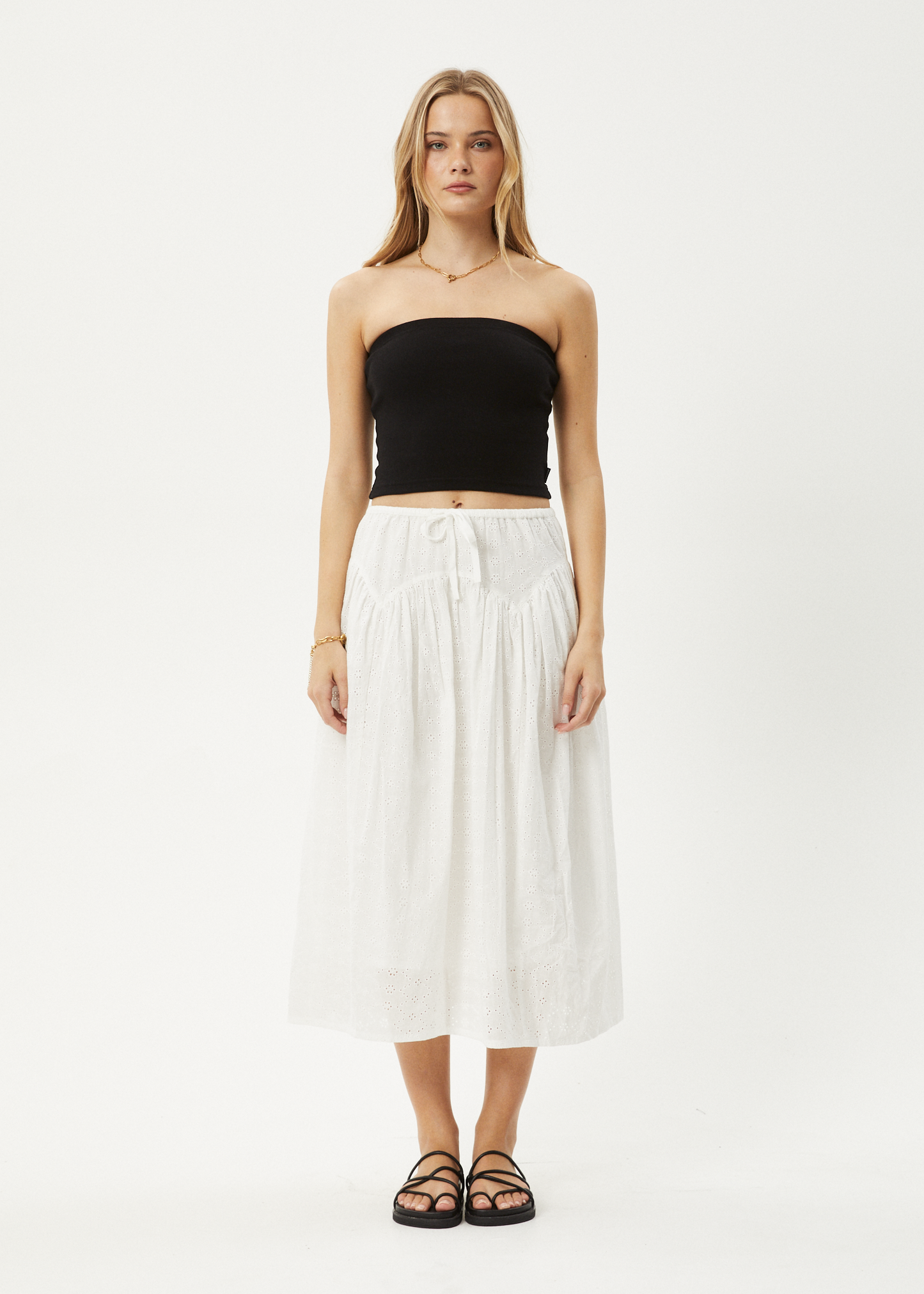 Affend Womens Marlow - Midi Skirt - White