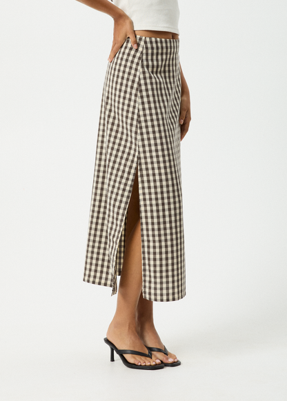 Affend Womens Gambet Check - Midi Skirt - Black / Sand