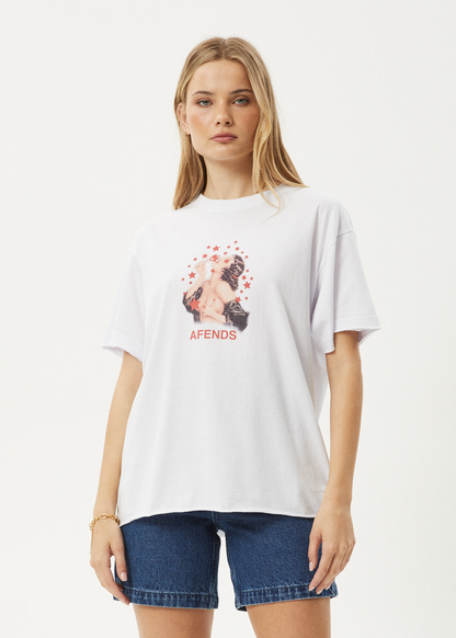 Affend Womens Dixie - Oversized T-Shirt - White