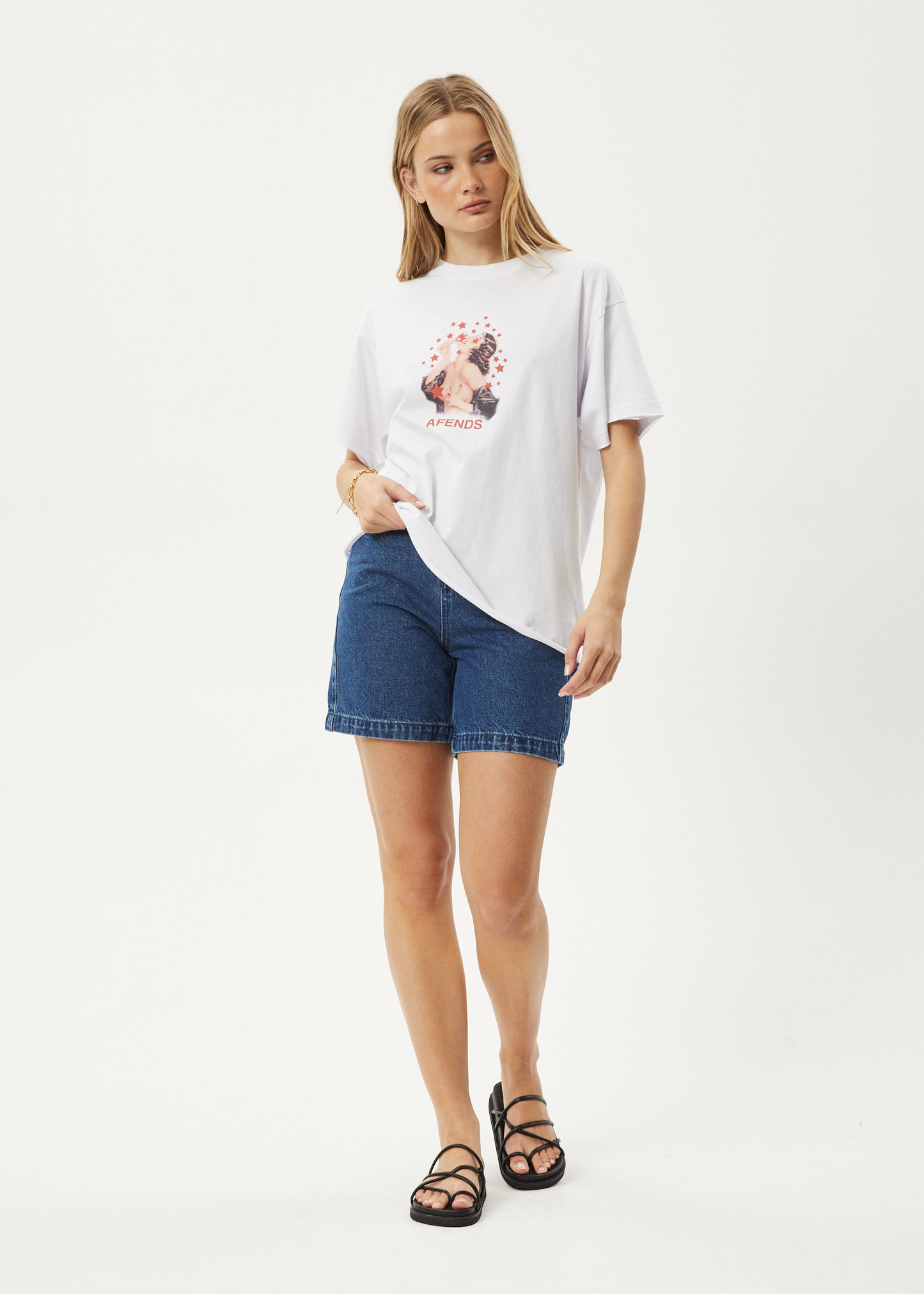 Affend Womens Dixie - Oversized T-Shirt - White