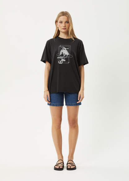 Affend Womens Rodeo - Oversized T-Shirt - Stone Black