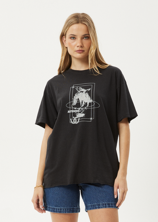 Affend Womens Rodeo - Oversized T-Shirt - Stone Black