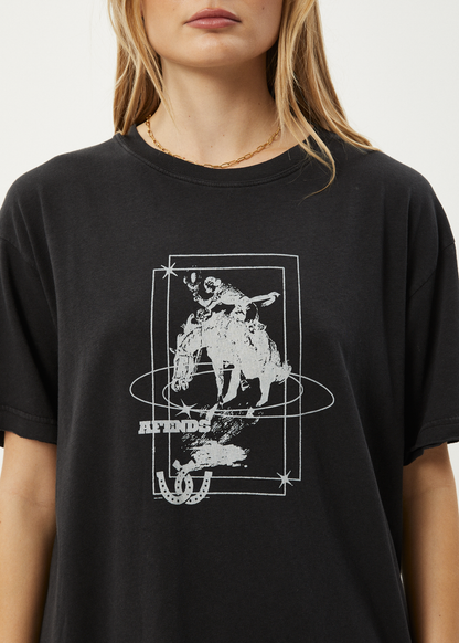 Affend Womens Rodeo - Oversized T-Shirt - Stone Black