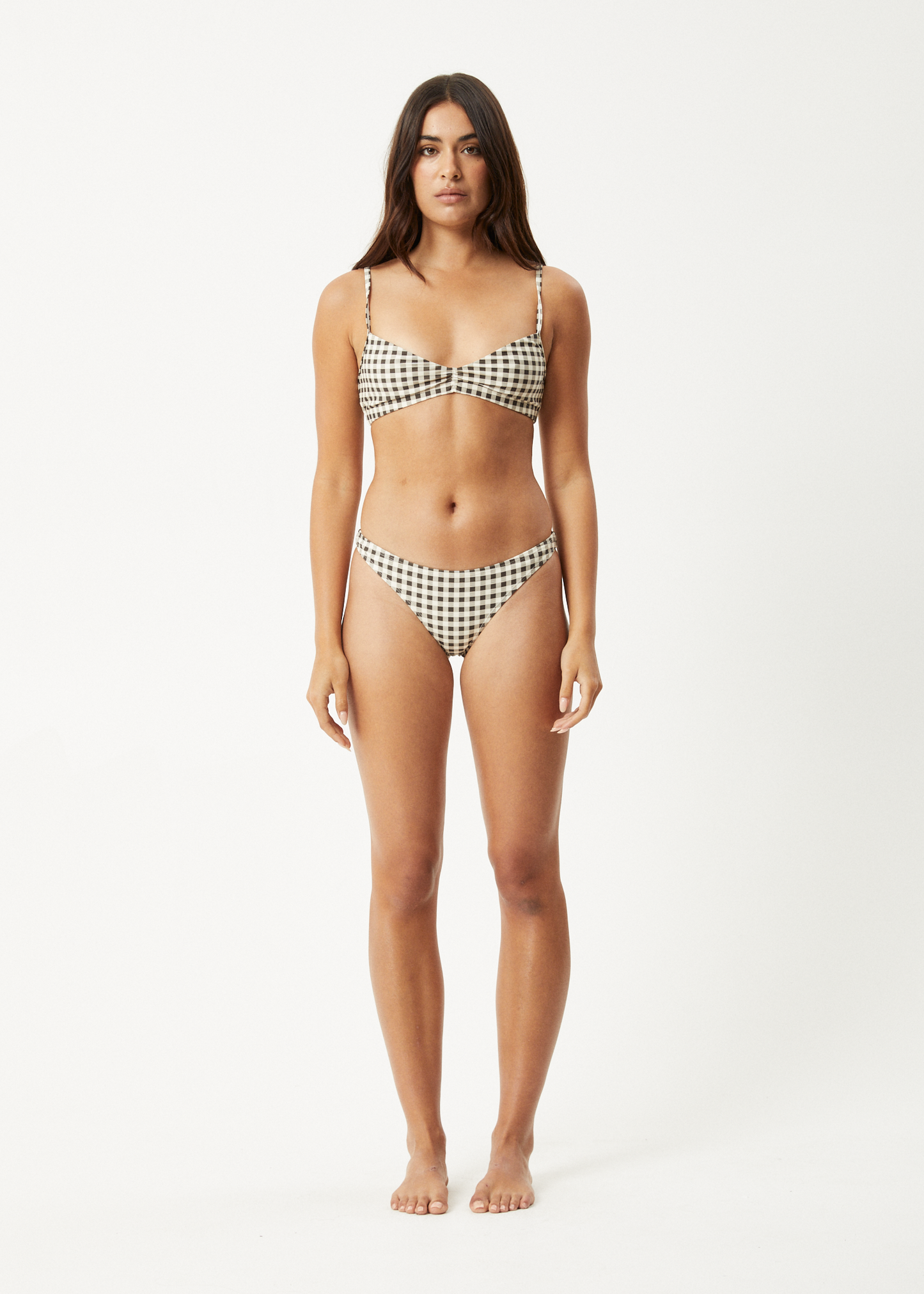 Affend Womens Gambet - Check Bikini Bottom - Black / Sand