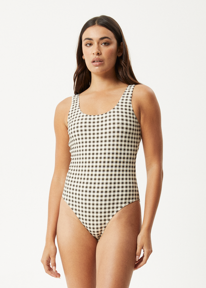 Affend Womens Gambet - Check One Piece - Black / Sand