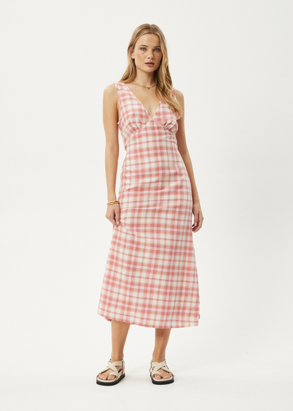 Affend Womens Kayla - Check Maxi Dress - Pink Check