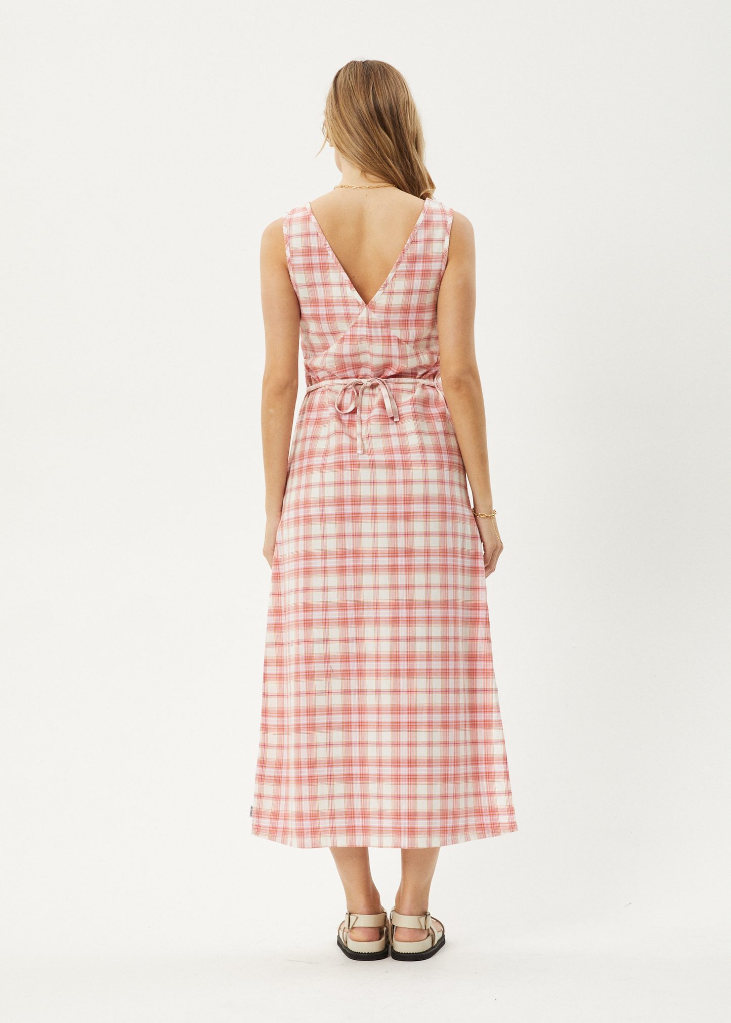 Affend Womens Kayla - Check Maxi Dress - Pink Check