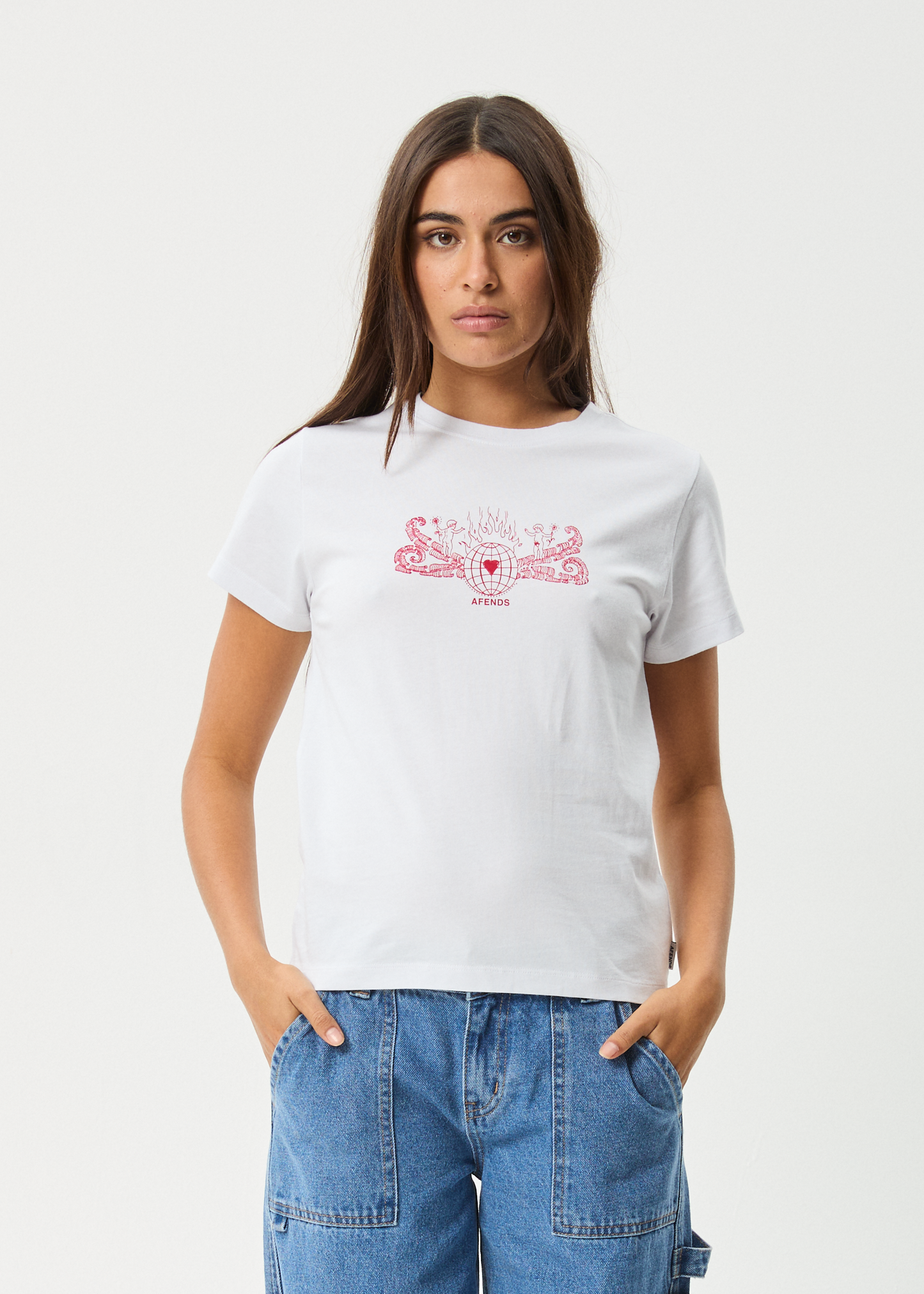 Affend Womens Bonfire - Regular T-Shirt - White