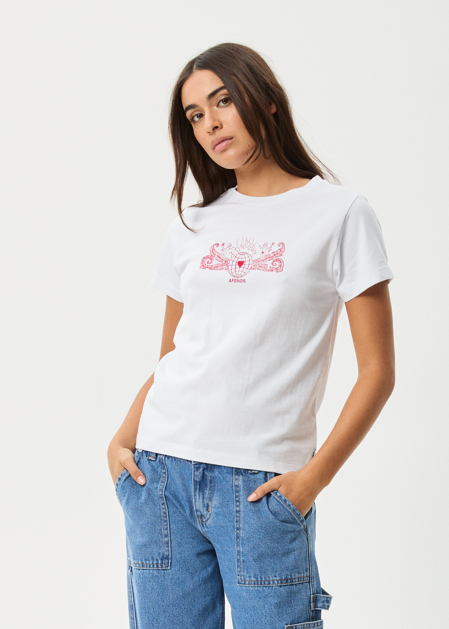 Affend Womens Bonfire - Regular T-Shirt - White