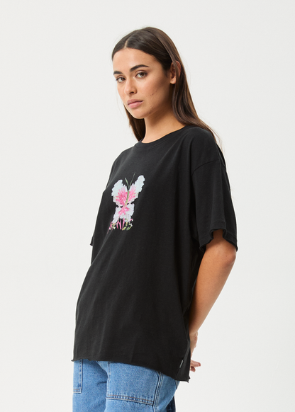 Affend Womens Butterfluer - Oversized T-Shirt - Black