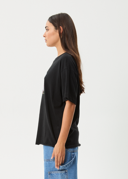 Affend Womens Butterfluer - Oversized T-Shirt - Black