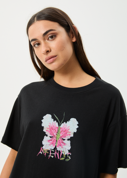 Affend Womens Butterfluer - Oversized T-Shirt - Black