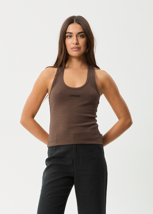 Affend Womens Basis - Ribbed Halter - Coffee