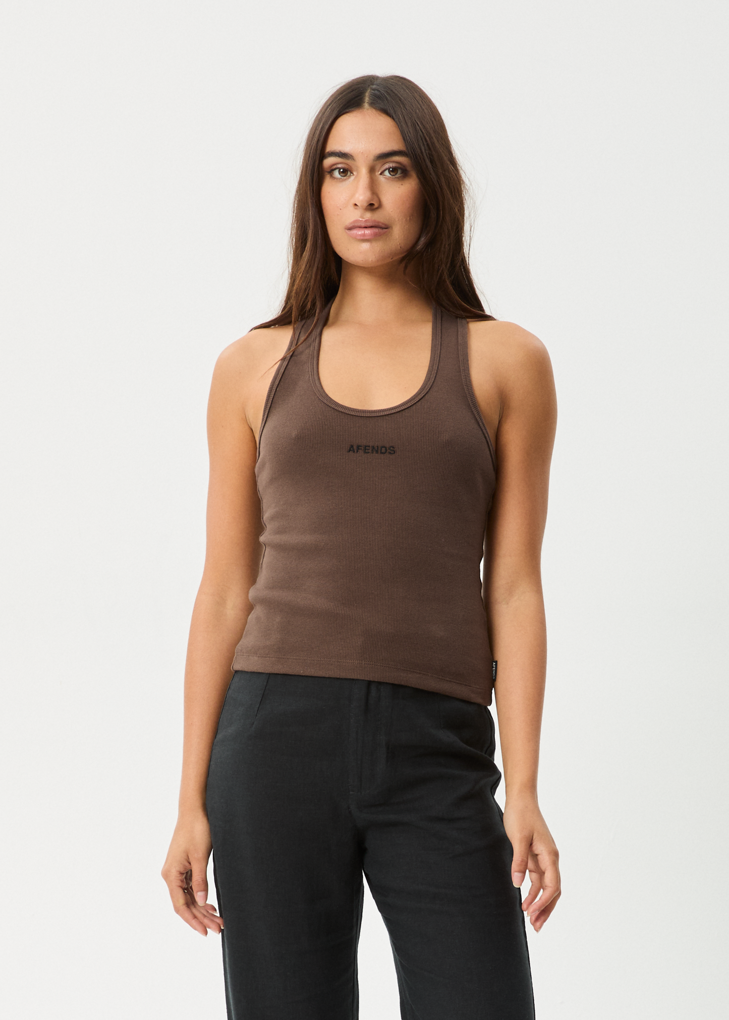 Affend Womens Basis - Ribbed Halter - Coffee