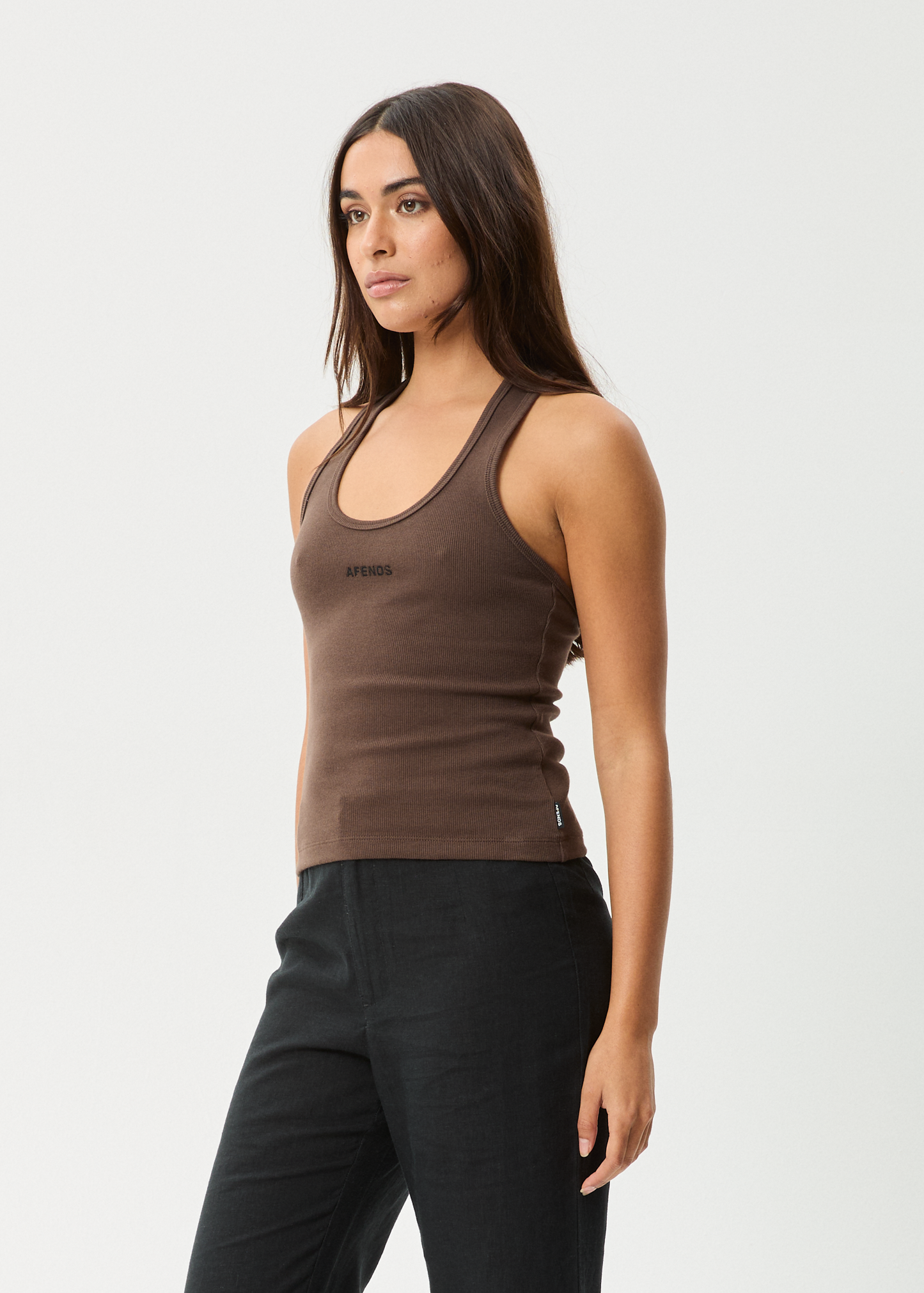 Affend Womens Basis - Ribbed Halter - Coffee