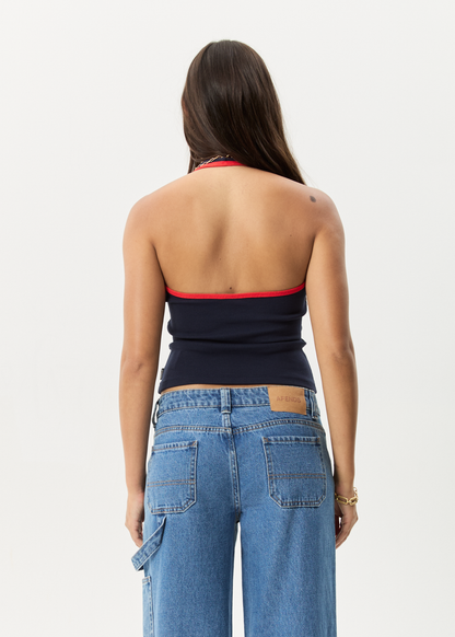 Affend Womens Basis - Ribbed Halter - Navy / Tomato