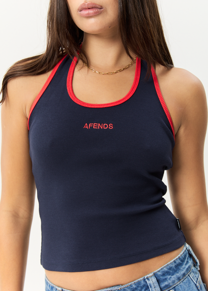 Affend Womens Basis - Ribbed Halter - Navy / Tomato