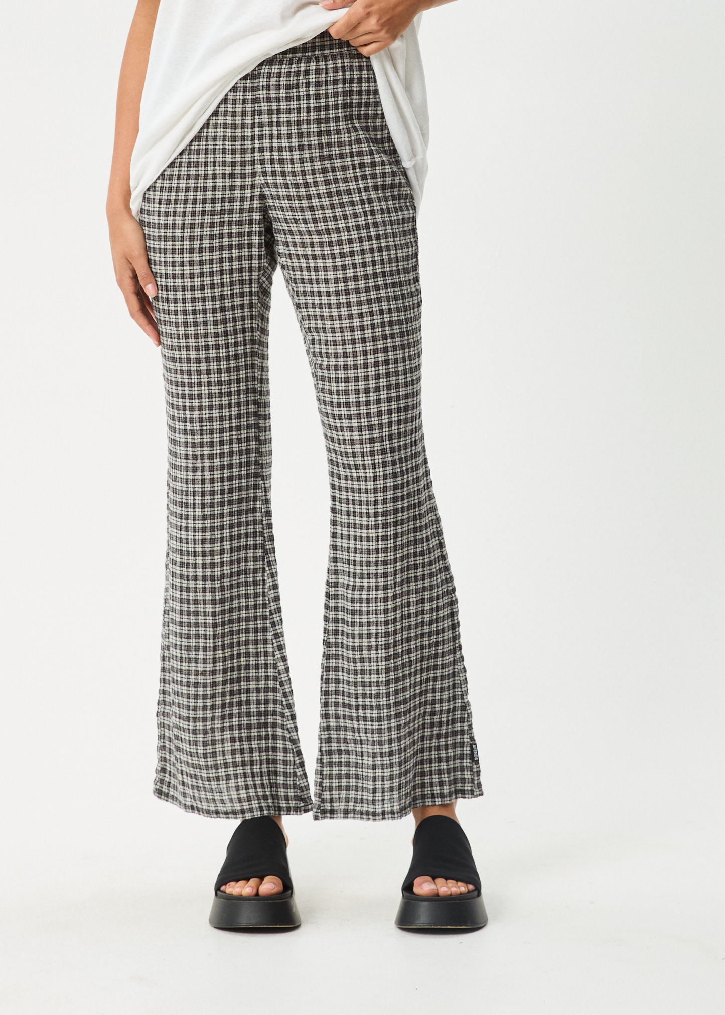 Affend Womens Asta - Seersucker Flare Pant - Steel Check