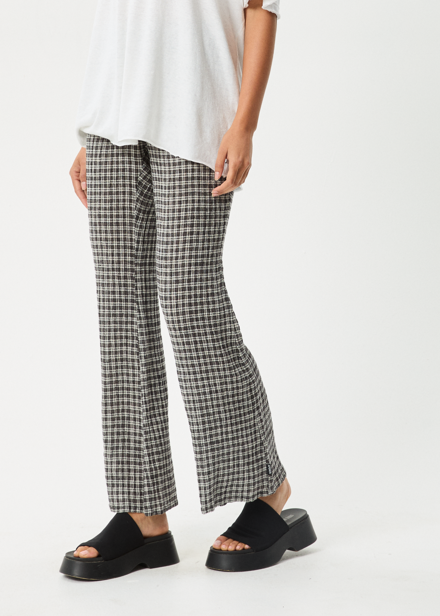 Affend Womens Asta - Seersucker Flare Pant - Steel Check