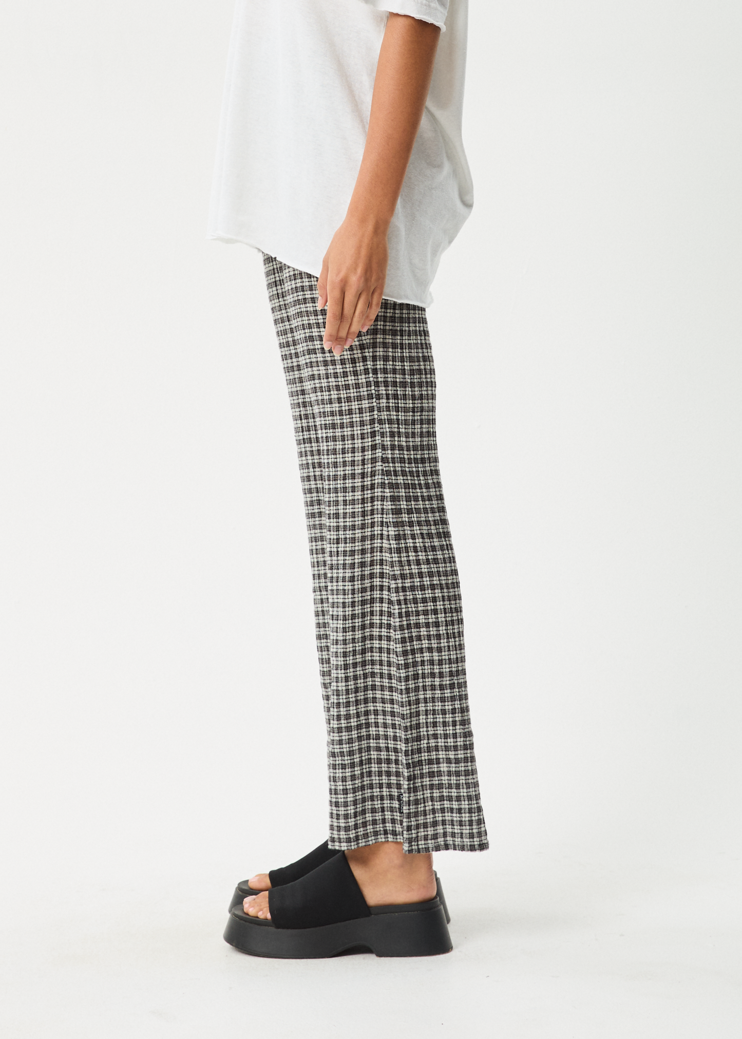 Affend Womens Asta - Seersucker Flare Pant - Steel Check